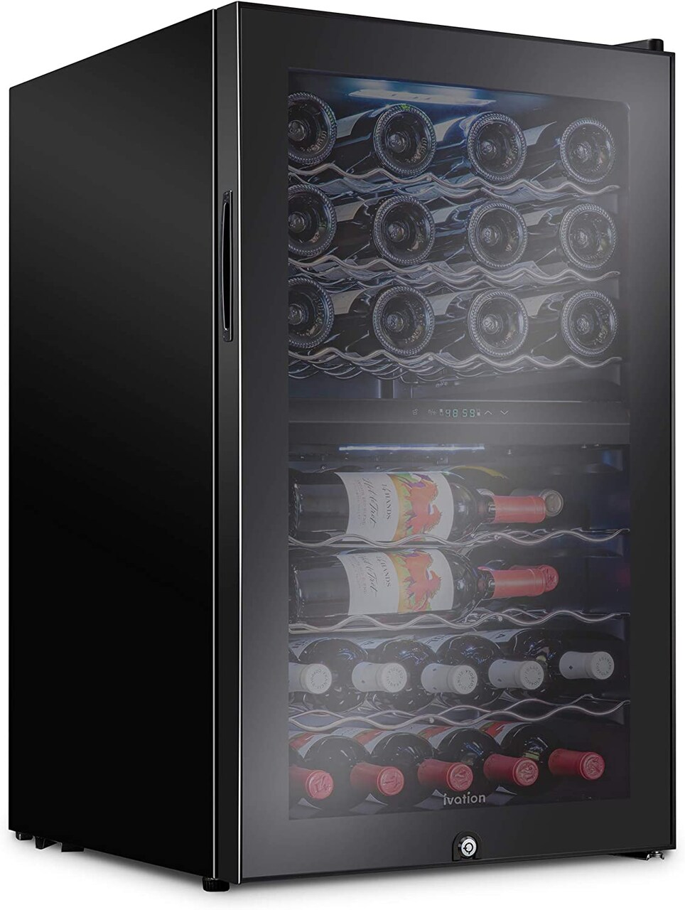 Ivation 43-Bottle Wine Cooler, Dual Zone Compact Freestanding Wine Fridge with Lock